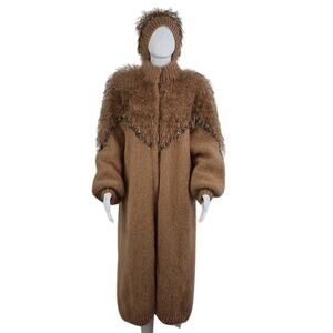 Vintage Artisan Made Tapestry Coat & Hat Size 2XLarge